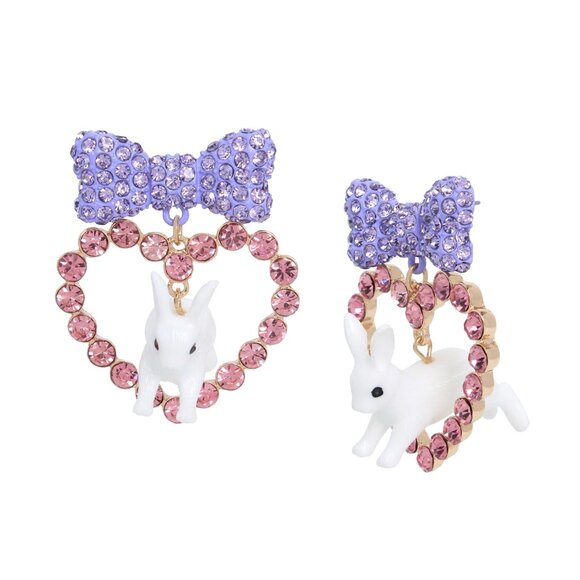 Betsey Johnson Womens Bunny Heart Drop Earrings - Picture 1 of 1
